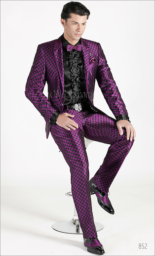 ONGala 852 - Trajes de novio modernos optical negro fucsia