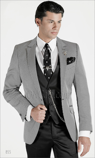 ONGala 855 - Trajes de novio modernos con Chaqueta en seda gris plata