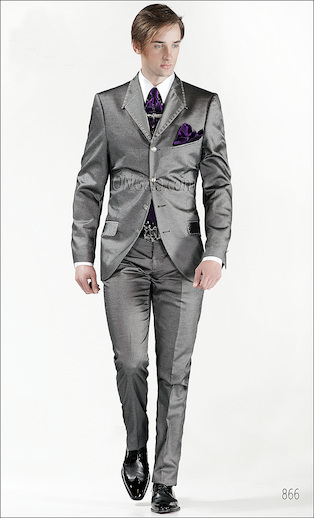 ONGala 866 - Trajes para novio guerrera milrayas gris