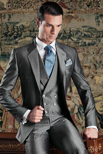 ONGala 883 - Traje gris para novio stilo italiano en lana mohair