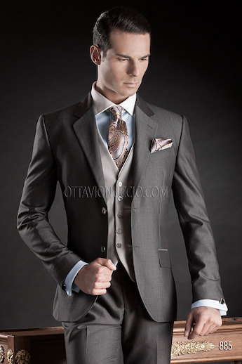 ONGala 885 - Traje de novio moderno itaiano gris