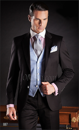ONGala 887 - Traje para novio negro en pura lana