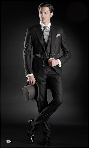 ONGala 908 - Traje para novio modelo semilevita "Redingote" negro