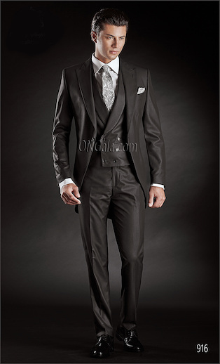 ONGala 916 - Trajes para novio semilevita "Redingote" negro