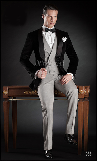 ONGala 938 - Traje de novio italiano con Chaqueta esmoquin en terciopelo