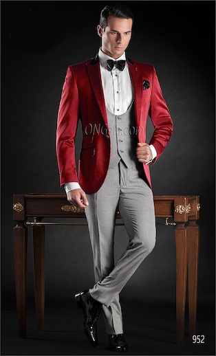 ONGala 952 - Trajes de novio italianos con Chaqueta roja