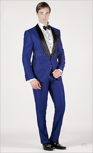 ONGala 973 - Trajes de novio italianos en mixto viscosa azúl royal