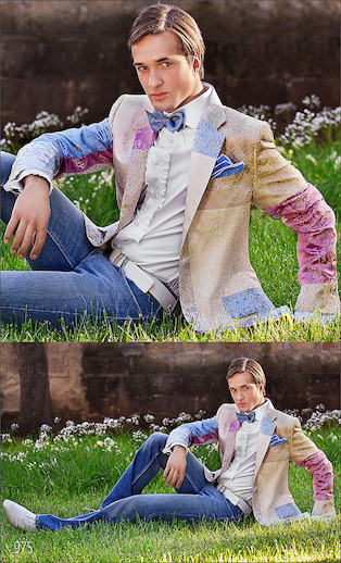 ONGala 975 - Trajes de novio modernos con Chaqueta Patchwork en seda tonos claros