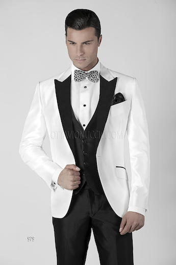 ONGala 979 - Traje de novio en shantung mixto seda blanco