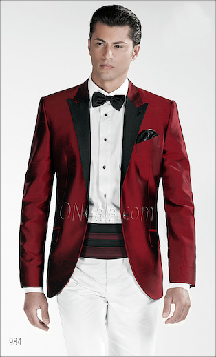 ONGala 984 - Trajes para novio en shantung mixto seda rojo