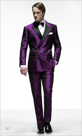 ONGala 987 - Traje para novio cruzado shantung viola